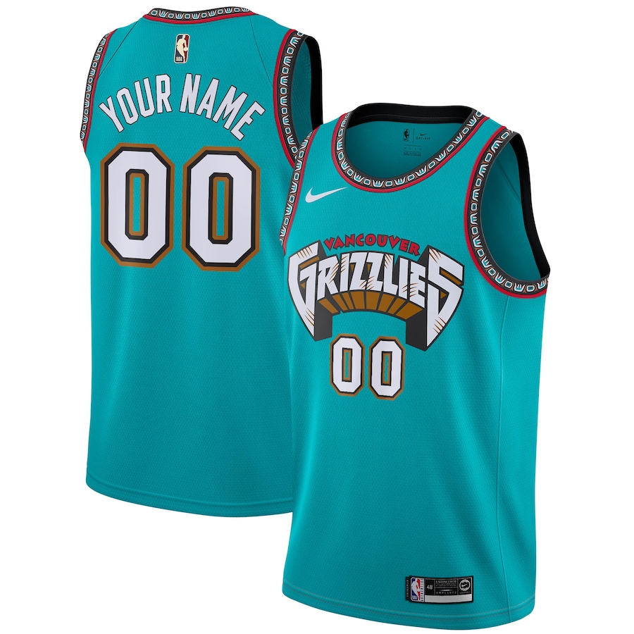 Men Nike Turquoise Memphis Grizzlies Hardwood Classics Custom Swingman NBA Jersey->customized nba jersey->Custom Jersey